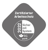 Icon: Zertifizierter Arbeitsschutz Siegel: Zertifizierter Arbeitsschutz Sicher mit System BG geprüft