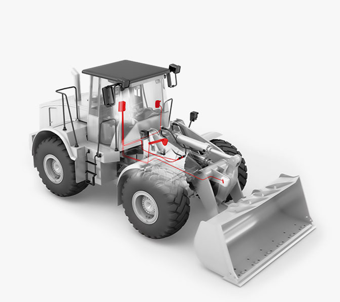 Wheel loader with an integrated PFREUNDT weighing system for precise weighing. Ideal for a wide range of applications on construction sites.