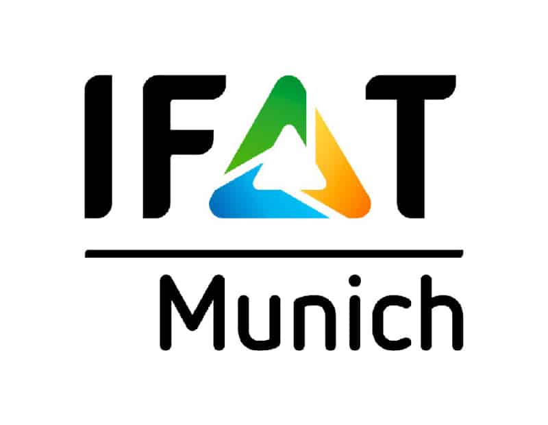 Logo of IFAT Munich, a trade fair for environmental technologies. PFREUNDT exhibits mobile weighing systems there.