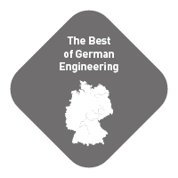 Sello de PFREUNDT con el lema «The Best of German Engineering» y un mapa de Alemania.